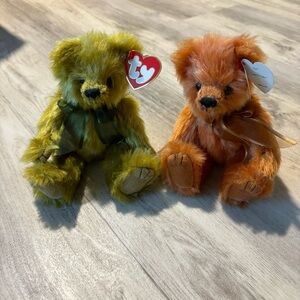 Ty Fern and Clay Attic Treasures Beanie Babies Bears  NWT